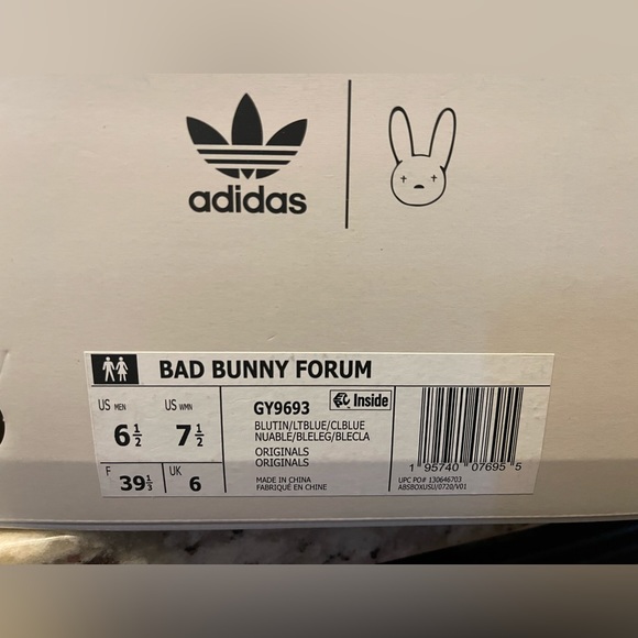 Size 6.5M/7.5W - Adidas Forum Buckle Low x Bad Bunny Blue Tint - GY9693 - Picture 7 of 7